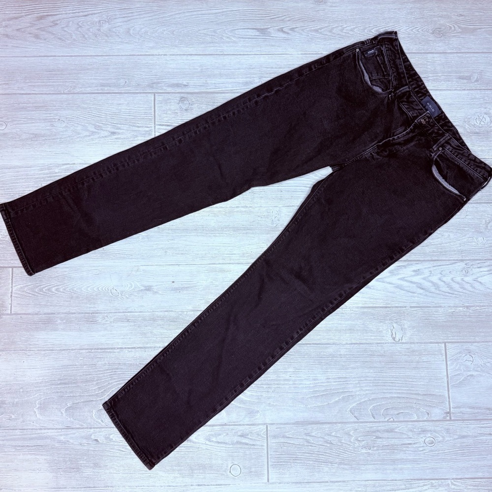 Armani jeans black lighter wash denim cotton jeans wide 34 length 32